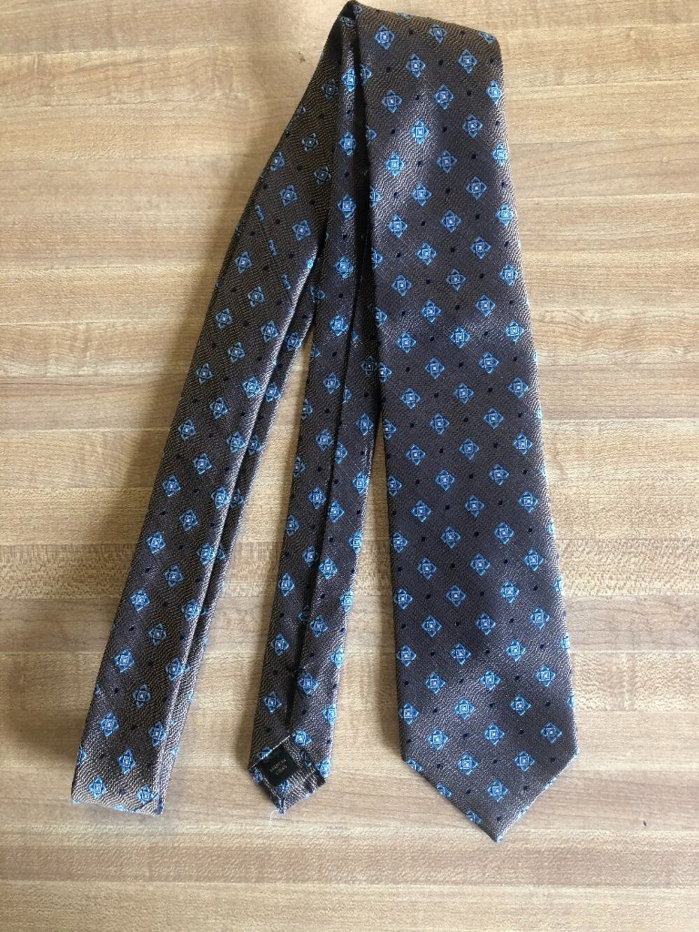 Jos A. Bank Tie with Blue Square Shapes